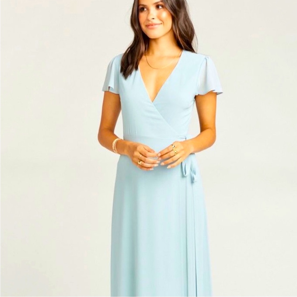 Bridesmaids dress - Steel Blue Chiffon Size M